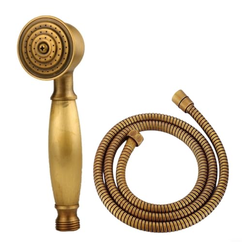 Tidevib Vintage Messing Handbrause Duschkopf Wassersparendes Design (30% weniger Wasser) Hochdruckbrause inkl. 150cm Schlauch von Tidevib