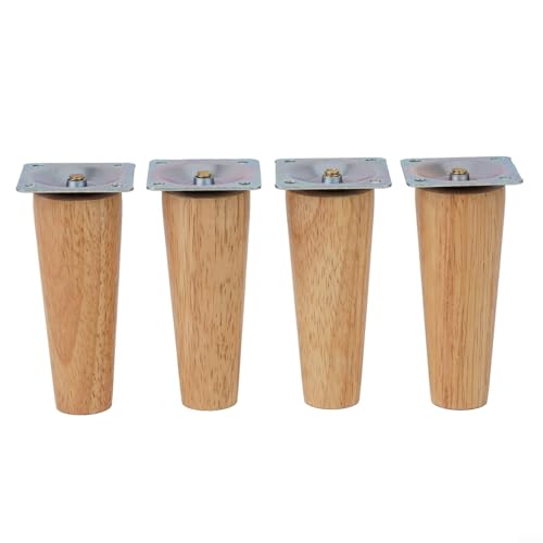 Tisch- und Sofa-Bein-Set aus Massivholz, inklusive Bodenschutzpolstern zur Vermeidung von Kratzern auf Hartholzoberflächen (gerade 10 cm) von Tidevib