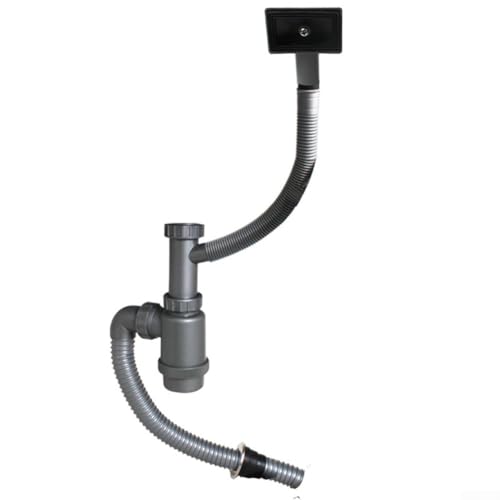 Waschbeckenablaufrohr für Küche und Bad mit Überlaufschutz, auslaufsichere Dichtung, flexibles Design, passend für verschiedene Spülenformen (quadratisch) von Tidevib