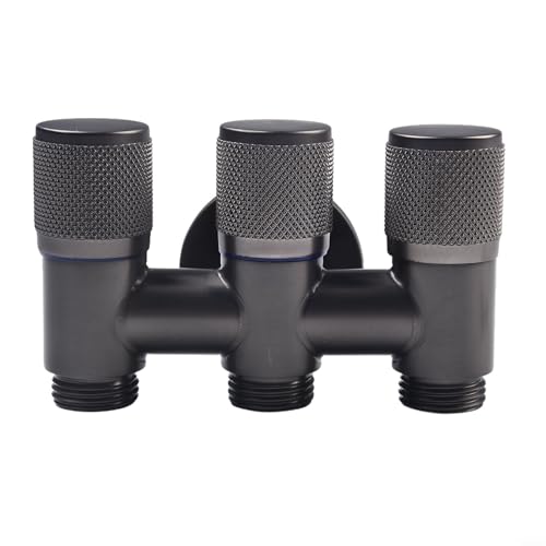 Wasserumleitungs-Winkelventil, Drei-Wege-Steuerung, für WC- und Bidet-Anwendungen (silberfarben, mit Auslauf) von Tidevib