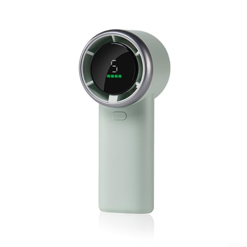 Wiederaufladbarer Handventilator mit LED-Anzeige, 5 Geschwindigkeiten, Turbo-Ventilator für Camping und Strandausflüge, 3600 mAh Akku (grün) von Tidevib