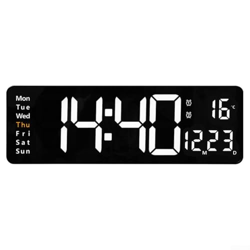 Zeitgenössische 16 Digitaluhr mit benutzerfreundlichen Bedienelementen für einfache Einstellung von Zeit, Datum und Alarmen (weiß) von Tidevib