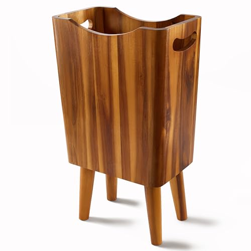 Tidita Holz-Mülleimer, 4 Beine, Akazienholzeimer, Badezimmerzubehör, kleiner Abfalleimer, Abfalleimer für Schlafzimmer, Büro, dekorativer Badezimmer-Mülleimer, Griffe Tidita Holz-Mülleimer, 4 Beine, Akazienholzeimer, Badezimmerzubehör, kleiner Abfalleimer, Abfalleimer für Schlafzimmer, Büro, dekorativer Badezimmer-Mülleimer, Griffe von Tidita