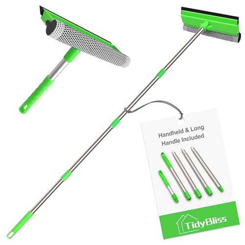 TidyBliss Fensterabzieher, 2-in-1-Fensterreiniger mit ausziehbarem Griff (grün) von TidyBliss