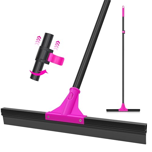 TidyBliss Wasserschieber Bodenabzieher 45 cm, Wasser Abzieher Boden mit Teleskopisc Stiel 148 cm, Wasserabzieher Gummiabzieher Flitsche für Dusche Terrasse Garage Bad Fliesen Deck Fenster (Rose Rot) von TidyBliss