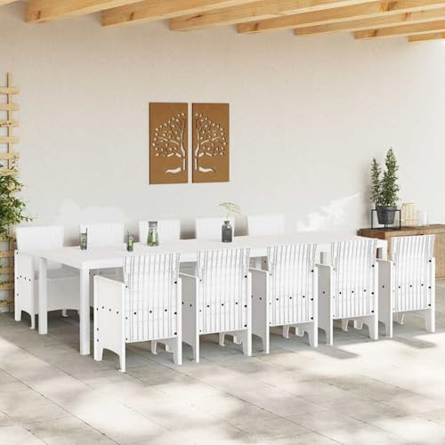 11-teiliges Garten-Essgruppe mit Kissen Weiß Poly-Rattan, Gartentisch Weiß 150x100x73 cm Poly-Rattan, Loungemöbel Set Essgruppe Sitzgruppe for Terrasse Hotel Loungebereich Restaurant3378764 von Tidyard
