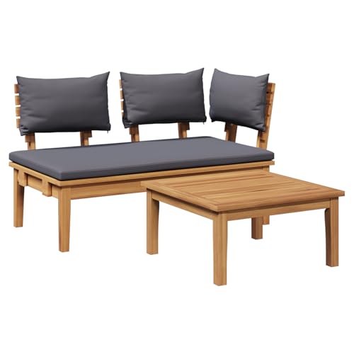 2-teiliges Gartenbank-Set aus massivem Teakholz Moderner Sessel Adirondack Loungesessel für Terrasse Camping Café von Tidyard