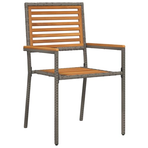3 teiliges Garten Essgruppe Grau Akazie, Stapelbare Gartenstühle mit Kissen 2 Stück Grau Loungemöbel Set für Terrasse Hotel Garten Loungebereich von Tidyard