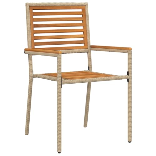 3-teiliges Garten-Essset Beige Akazie, Stapelbare Gartenstühle mit Kissen - 2er Set in Beige Loungemöbel Set für Terrasse Hotel Garten Loungebereich von Tidyard