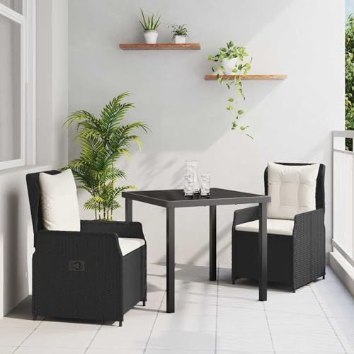 3-teiliges Garten-Essset Schwarz Poly-Rattan, Gartentisch Schwarz 80x80x73 cm, Loungemöbel Set Essgruppe Sitzgruppe for Terrasse Hotel Loungebereich Restaurant3380939 3-teiliges Garten-Essset Schwarz Poly-Rattan, Gartentisch Schwarz 80x80x73 cm, Loungemöbel Set Essgruppe Sitzgruppe for Terrasse Hotel Loungebereich Restaurant3380939 von Tidyard