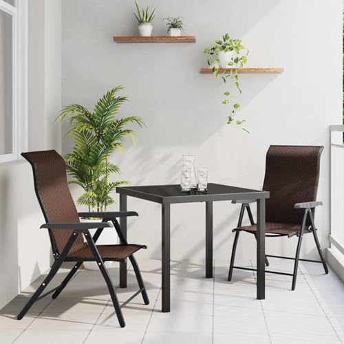 3-teiliges Garten-Esstisch-Set in Braun aus Poly-Rattan, Loungemöbel Set Essgruppe Sitzgruppe for Terrasse Hotel Loungebereich Restaurant3379261 von Tidyard