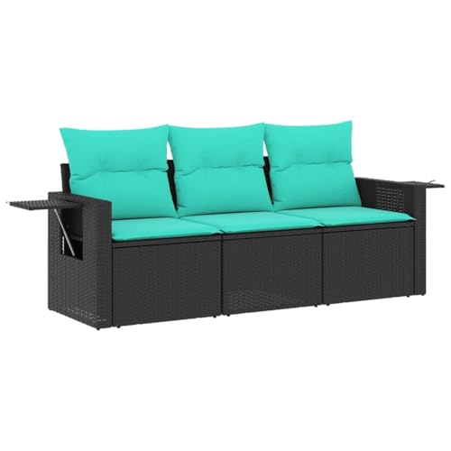 3-teiliges Gartensofa-Set mit Kissen, schwarzes Polyrattan, Outdoor Loungemöbel Sitzgruppe Essgruppe Sofa Sessel für Garten Terrasse Balkon3219856 3-teiliges Gartensofa-Set mit Kissen, schwarzes Polyrattan, Outdoor Loungemöbel Sitzgruppe Essgruppe Sofa Sessel für Garten Terrasse Balkon3219856 von Tidyard