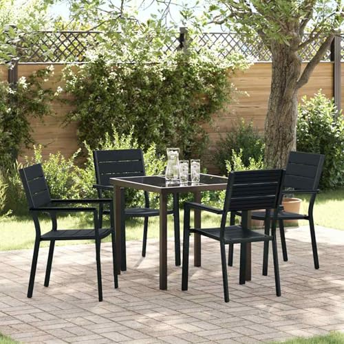 5-teilige Garten Essgruppe Schwarz HDPE, Gartenmöbel Essgruppe Tisch für Terrasse Hotel Garten Loungebereich3379143 5-teilige Garten Essgruppe Schwarz HDPE, Gartenmöbel Essgruppe Tisch für Terrasse Hotel Garten Loungebereich3379143 von Tidyard