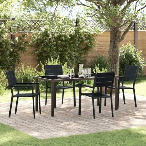 5-teilige Garten Essgruppe Schwarz HDPE, Gartenmöbel Essgruppe Tisch für Terrasse Hotel Garten Loungebereich3379145 5-teilige Garten Essgruppe Schwarz HDPE, Gartenmöbel Essgruppe Tisch für Terrasse Hotel Garten Loungebereich3379145 von Tidyard
