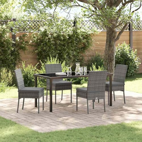5-teiliges Garten Essmöbel Set Grau Poly-Rattan, Gartenmöbel Essgruppe Tisch für Terrasse Hotel Garten Loungebereich3379215 5-teiliges Garten Essmöbel Set Grau Poly-Rattan, Gartenmöbel Essgruppe Tisch für Terrasse Hotel Garten Loungebereich3379215 von Tidyard