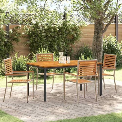 5-teiliges Garten-Essset Beige, Stapelbare Gartenstühle mit Kissen Set aus 2 in Beige Poly Rattan, Loungemöbel Set Essgruppe Sitzgruppe for Terrasse Hotel Loungebereich Restaurant3365498 5-teiliges Garten-Essset Beige, Stapelbare Gartenstühle mit Kissen Set aus 2 in Beige Poly Rattan, Loungemöbel Set Essgruppe Sitzgruppe for Terrasse Hotel Loungebereich Restaurant3365498 von Tidyard