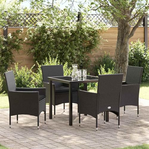 5-teiliges Garten Essset mit Kissen Schwarz Poly Rattan, Gartentisch Schwarz 80x80x73 cm, Loungemöbel Set Essgruppe Sitzgruppe for Terrasse Hotel Loungebereich Restaurant3379773 5-teiliges Garten Essset mit Kissen Schwarz Poly Rattan, Gartentisch Schwarz 80x80x73 cm, Loungemöbel Set Essgruppe Sitzgruppe for Terrasse Hotel Loungebereich Restaurant3379773 von Tidyard