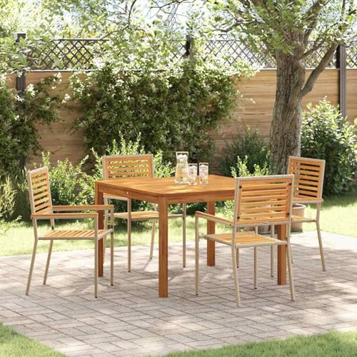 5-teiliges Garten-Esstischset Beige Stapelbare Gartenstühle mit Kissen Set von 2 in Beige Poly-Rattan, Loungemöbel Set Essgruppe Sitzgruppe for Terrasse Hotel Loungebereich Restaurant3365534 5-teiliges Garten-Esstischset Beige Stapelbare Gartenstühle mit Kissen Set von 2 in Beige Poly-Rattan, Loungemöbel Set Essgruppe Sitzgruppe for Terrasse Hotel Loungebereich Restaurant3365534 von Tidyard