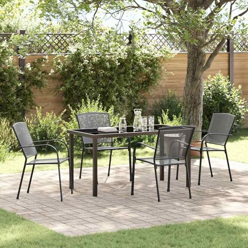 5-teiliges Garten-Esszimmer-Set Anthrazit Stahl, Gartenmöbel Essgruppe Tisch für Terrasse Hotel Garten Loungebereich3379284 5-teiliges Garten-Esszimmer-Set Anthrazit Stahl, Gartenmöbel Essgruppe Tisch für Terrasse Hotel Garten Loungebereich3379284 von Tidyard