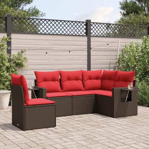 5-teiliges Gartensofa-Set mit Kissen, braun, Polyrattan, Outdoor Loungemöbel Sitzgruppe Essgruppe Sofa Sessel für Garten Terrasse Balkon3220173 5-teiliges Gartensofa-Set mit Kissen, braun, Polyrattan, Outdoor Loungemöbel Sitzgruppe Essgruppe Sofa Sessel für Garten Terrasse Balkon3220173 von Tidyard