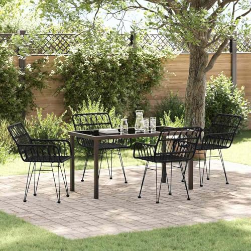 5-teiliges Gartentisch-Set Schwarz Poly Rattan, Gartenmöbel Essgruppe Tisch für Terrasse Hotel Garten Loungebereich3379186 5-teiliges Gartentisch-Set Schwarz Poly Rattan, Gartenmöbel Essgruppe Tisch für Terrasse Hotel Garten Loungebereich3379186 von Tidyard