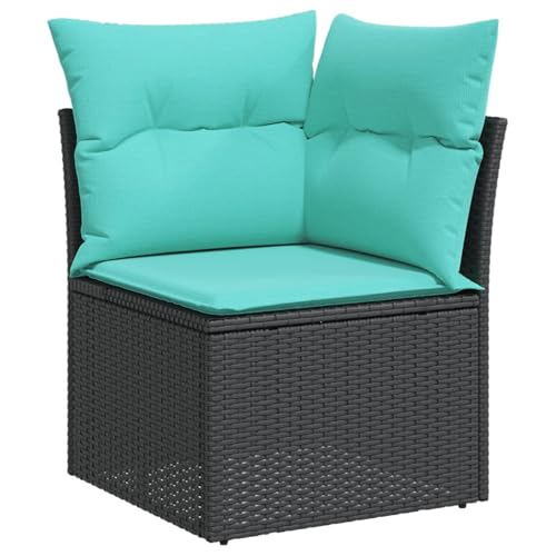 6-teiliges Gartensofa-Set mit Kissen, schwarzes Polyrattan, Outdoor Loungemöbel Sitzgruppe Essgruppe Sofa Sessel für Garten Terrasse Balkon3220156 von Tidyard