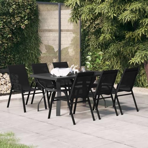 7-TLG. Garten-Essgruppe Schwarz, Gartenmöbel Essgruppe Tisch für Terrasse Hotel Garten Loungebereich3095985 7-TLG. Garten-Essgruppe Schwarz, Gartenmöbel Essgruppe Tisch für Terrasse Hotel Garten Loungebereich3095985 von Tidyard