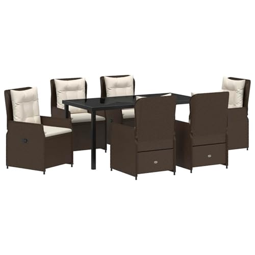 7-teiliges Garten Essset Braun Poly Rattan, Gartentisch Schwarz 160x80x73 cm, Loungemöbel Set Essgruppe Sitzgruppe for Terrasse Hotel Loungebereich Restaurant3380950 7-teiliges Garten Essset Braun Poly Rattan, Gartentisch Schwarz 160x80x73 cm, Loungemöbel Set Essgruppe Sitzgruppe for Terrasse Hotel Loungebereich Restaurant3380950 von Tidyard