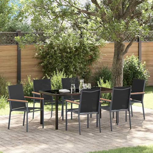 7-teiliges Gartenset mit Schwarz Textilene und Stahl, Gartenmöbel Essgruppe Tisch für Terrasse Hotel Garten Loungebereich3379090 7-teiliges Gartenset mit Schwarz Textilene und Stahl, Gartenmöbel Essgruppe Tisch für Terrasse Hotel Garten Loungebereich3379090 von Tidyard