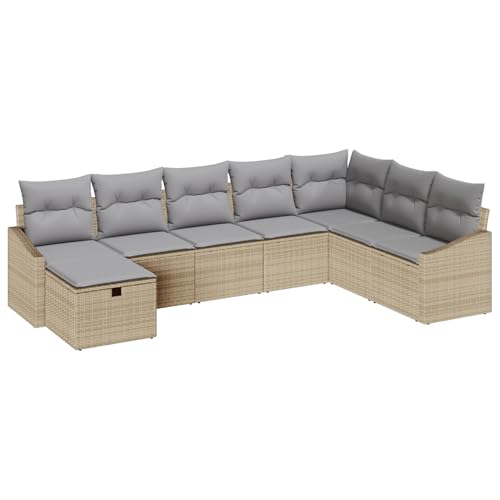 8-teiliges Garten-Sofa mit Kissen Beige Poly Rattan Lounge Möbel Outdoor Sitzgruppe für Garten Terrasse und Balkon 8-teiliges Garten-Sofa mit Kissen Beige Poly Rattan Lounge Möbel Outdoor Sitzgruppe für Garten Terrasse und Balkon von Tidyard