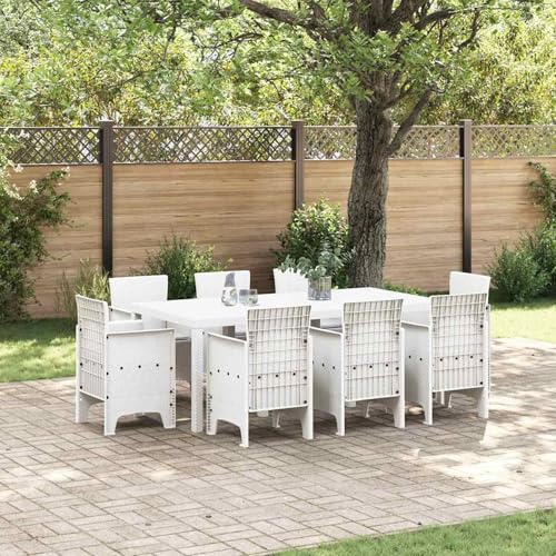 9-teiliges Garten Esstisch Set mit Kissen in Weiß Poly Rattan, Loungemöbel Set Essgruppe Sitzgruppe for Terrasse Hotel Loungebereich Restaurant3378585 9-teiliges Garten Esstisch Set mit Kissen in Weiß Poly Rattan, Loungemöbel Set Essgruppe Sitzgruppe for Terrasse Hotel Loungebereich Restaurant3378585 von Tidyard