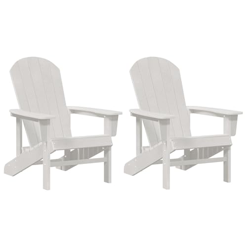 Adirondack Stühle 2 Stück Weiß 74x82x90 cm HDPE, Adirondack Stuhl Weiß 74x82x91 cm HDPE Moderner Sessel Adirondack Loungesessel für Terrasse Camping Café von Tidyard