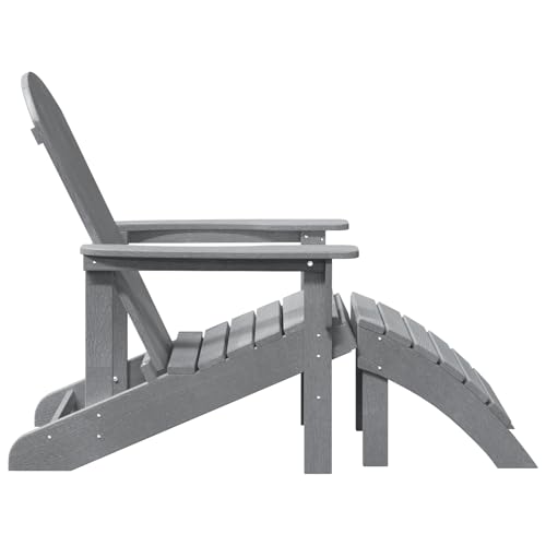 Adirondack-Stuhl mit Fußstütze Hellgrau HDPE Moderner Sessel Adirondack Loungesessel für Terrasse Camping Café von Tidyard
