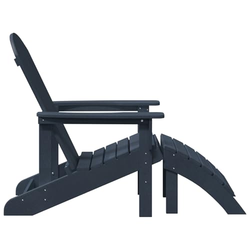 Adirondack-Stuhl mit Fußstütze Marineblau HDPE Moderner Sessel Adirondack Loungesessel für Terrasse Camping Café von Tidyard