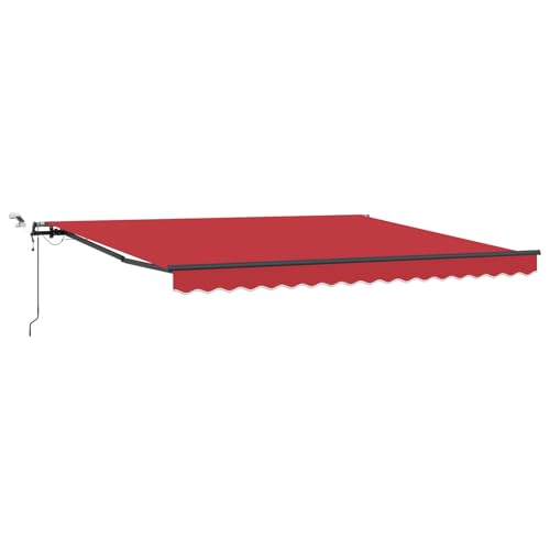 Automatische Einziehbare Markise mit LED Rot 400x350 cm Gelenkarmmarkise Außenmarkise für Terrasse Eingangsbereich Café von Tidyard