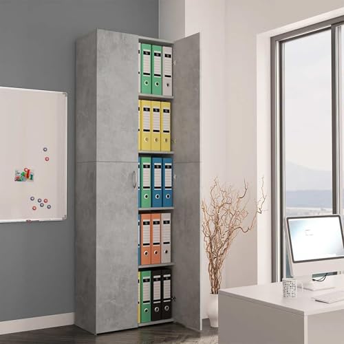 Büroschrank Betongrau 60x32x190 cm Holzwerkstoff Aktenschrank mit 5 Fächern und 2 Türen für Büro und Heim Büroschrank Betongrau 60x32x190 cm Holzwerkstoff Aktenschrank mit 5 Fächern und 2 Türen für Büro und Heim von Tidyard
