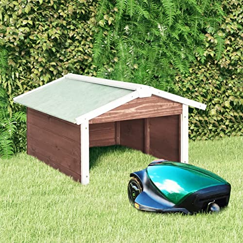 Catherinol Roboter-Rasenmäher Garage, Hundehütte Outdoor, Mähroboter Garage, Carport, Unterstand, Garage für Mähroboter, Unterstand überdachung, 72x87x50 cm Mocca Weiß Tannenholz von Tidyard