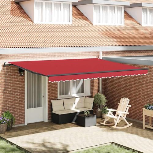 Einziehbare Markise Rot 450 × 350 cm Stoff, Gelenkarmmarkise Außenmarkise für Terrasse Eingangsbereich Café3331175 von Tidyard