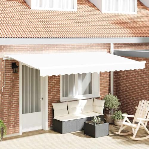Einziehbare Markise Weiß 400 x 200 cm Polyester und Aluminium, Gelenkarmmarkise Außenmarkise für Terrasse Eingangsbereich Café3329867 von Tidyard