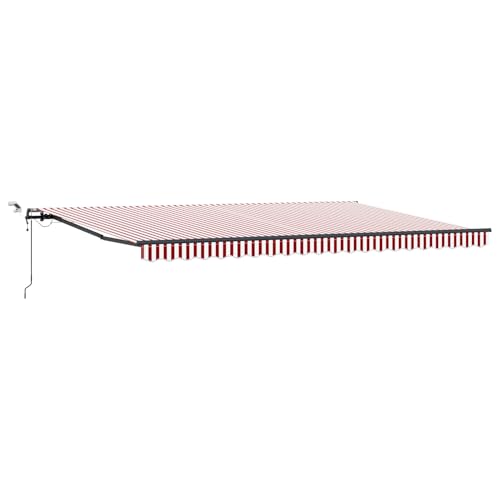Einziehbare Markise mit LED Rot-weiße Streifen 500x300 cm, gelenkarmmarkise von Tidyard