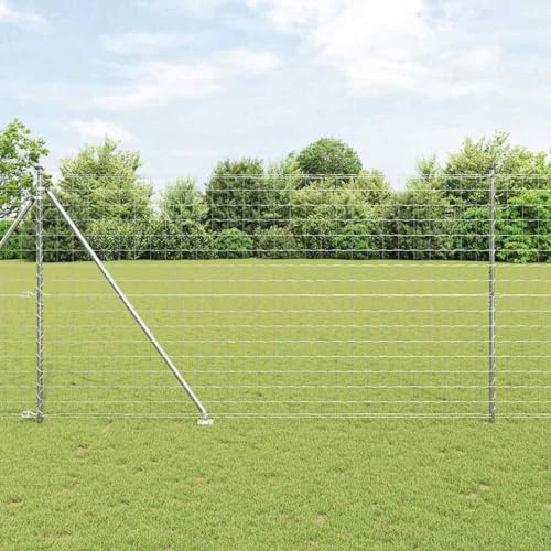 Euro Zaun mit 7 Pfahl-Zaun 1,5x10 m Verzinkter Stahl, Zaunstangen Stahlpfosten Forstpfähle für Weidezaun Terrasse Drahtzaun3350754 von Tidyard