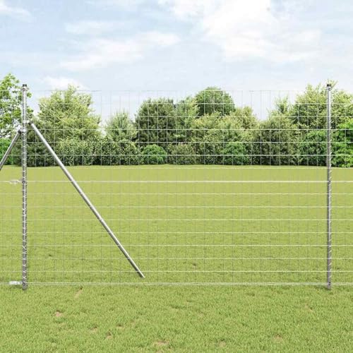 Euro Zaun mit 7 Pfosten 1,6x10 m Feuerverzinkter Stahl, Zaunstangen Stahlpfosten Forstpfähle für Weidezaun Terrasse Drahtzaun3350482 von Tidyard
