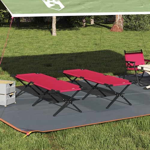 Faltbare Sonnenliegen 2 Stück mit Tragetasche Rot 600D Oxford Stoff Gartenliegestuhl Strandliege für Strand Garten Terrasse Camping von Tidyard