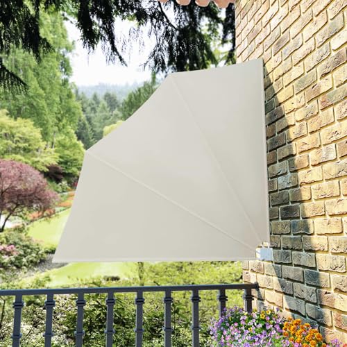 Faltbarer Balkonfächer Creme 140×140 cm Gelenkarmmarkise Außenmarkise für Terrasse Eingangsbereich Café von Tidyard