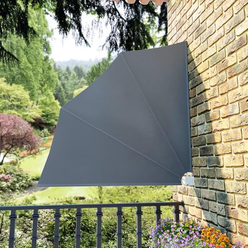 Faltbarer Balkonfächer Grau 140×140 cm Gelenkarmmarkise Außenmarkise für Terrasse Eingangsbereich Café von Tidyard