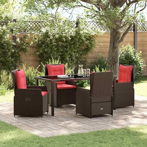 Garten Essgruppe 5 pcs Braun Poly Rattan, Gartenmöbel Essgruppe Tisch für Terrasse Hotel Garten Loungebereich3381026 Garten Essgruppe 5 pcs Braun Poly Rattan, Gartenmöbel Essgruppe Tisch für Terrasse Hotel Garten Loungebereich3381026 von Tidyard