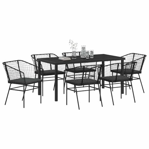Garten Essgruppe 7 pcs Schwarz Poly-Rattan, Gartenmöbel Essgruppe Tisch für Terrasse Hotel Garten Loungebereich3380908 Garten Essgruppe 7 pcs Schwarz Poly-Rattan, Gartenmöbel Essgruppe Tisch für Terrasse Hotel Garten Loungebereich3380908 von Tidyard