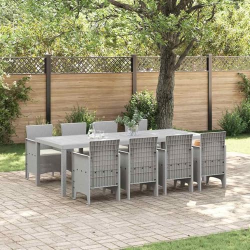 Garten Essgruppe 9 pcs Weiß Polt Rattan, Loungemöbel Set Essgruppe Sitzgruppe for Terrasse Hotel Loungebereich Restaurant3378746 von Tidyard