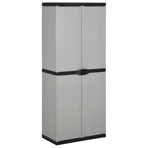 Garten-Lagerschrank mit 3 Böden Grau & Schwarz 68x40x168 cm Stabiles Aufbewahrungsmöbel für innen außen Balkon Terrasse Garten Garten-Lagerschrank mit 3 Böden Grau & Schwarz 68x40x168 cm Stabiles Aufbewahrungsmöbel für innen außen Balkon Terrasse Garten von Tidyard