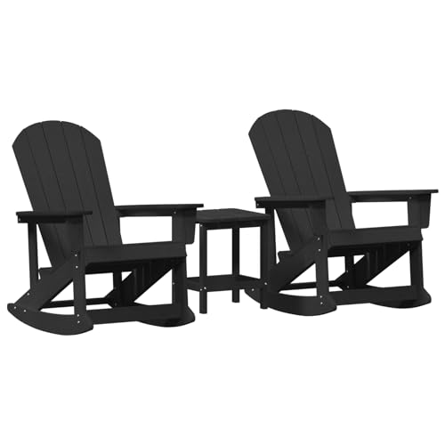 Garten Lounge Set 3 pcs Schwarz Mittel 38 x 38 x 46 cm HDPE Gartenstühle Terrassenstuhl für Garten Pool Terrasse Esszimmer Gartenmöbel von Tidyard